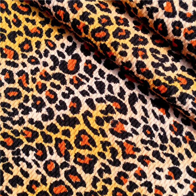 Leopard Print Textured Liverpool/ Bullet Fabric FeeFiFauxLeather