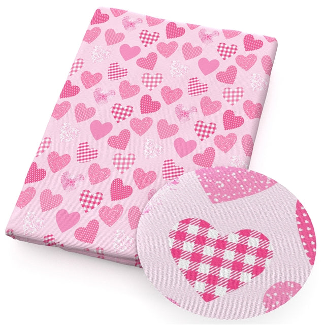 Pink Hearts Valentine Printed Fabric FeeFiFauxLeather