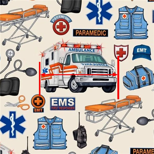 EMS Ambulance Litchi Printed Faux Leather Sheet FeeFiFauxLeather