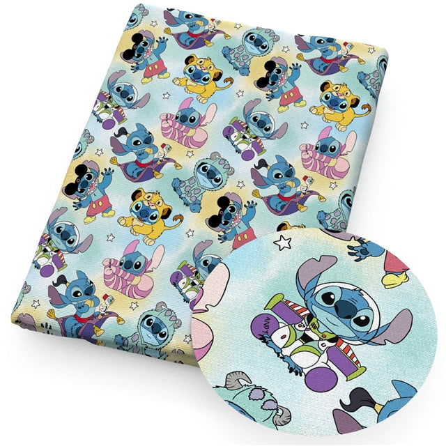 Blue Alien Printed See Through Transparent Sheet FeeFiFauxLeather