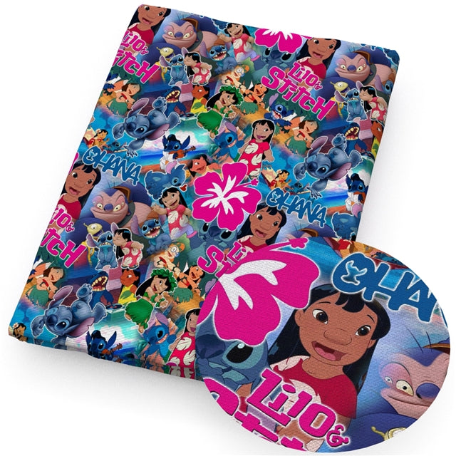 Blue Alien Printed Faux Leather Sheet FeeFiFauxLeather