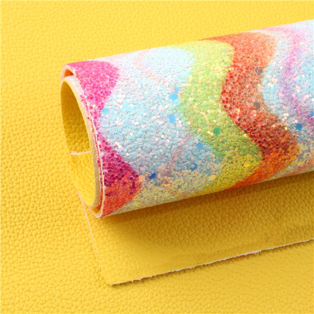 Colorful Glitter Double Pattern Faux Leather Sheet FeeFiFauxLeather