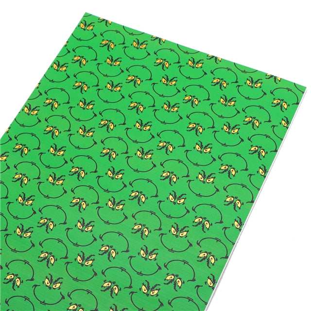 The Grinch Gold Foil Printed Faux Leather Sheet Bright colors FeeFiFauxLeather
