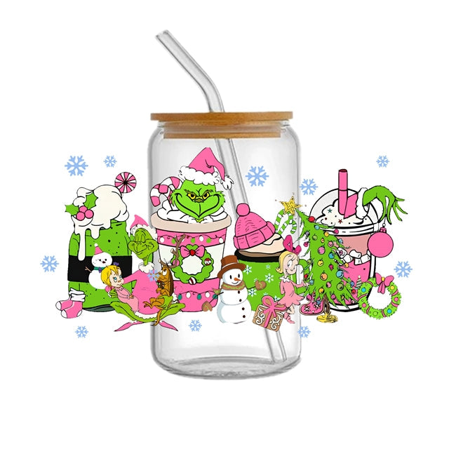 The Grinch Christmas UV DTF Glass Can Wrap FeeFiFauxLeather