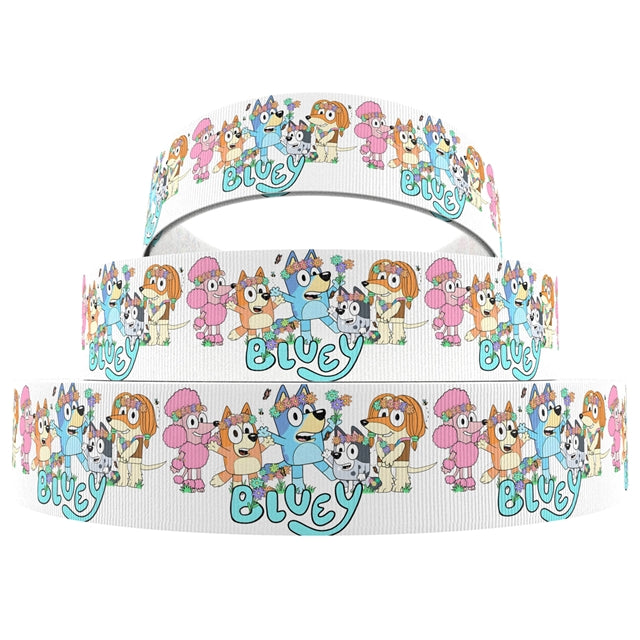 Blue Dog 1 Yard Printed Grosgrain Ribbon FeeFiFauxLeather