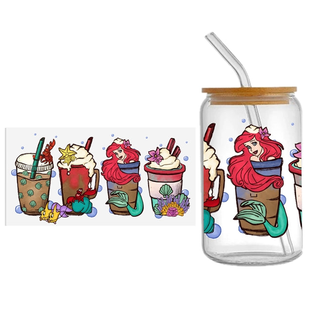 Mermaid Princess UV DTF Glass Can Wrap FeeFiFauxLeather