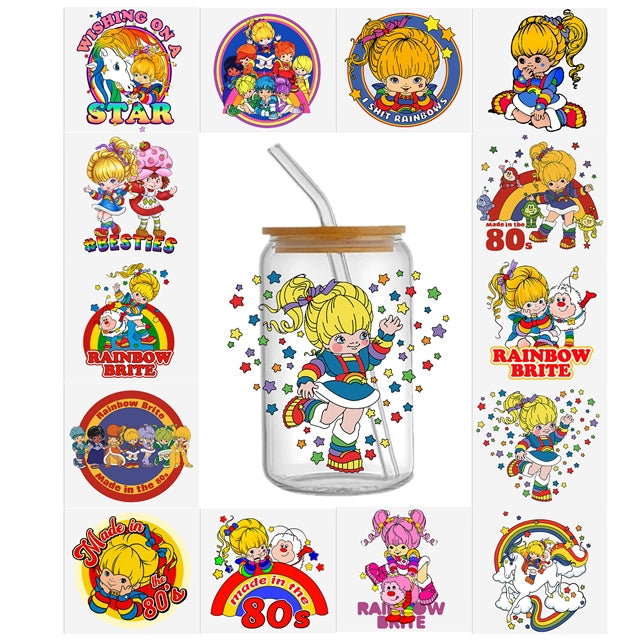 Rainbow Brite Strawberry Shortcake Several Choices UV DTF Glass Can Wrap FeeFiFauxLeather