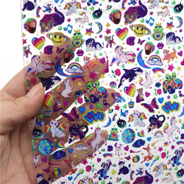 Rainbow Lisa Printed See Through Sheet Clear Transparent Sheet FeeFiFauxLeather