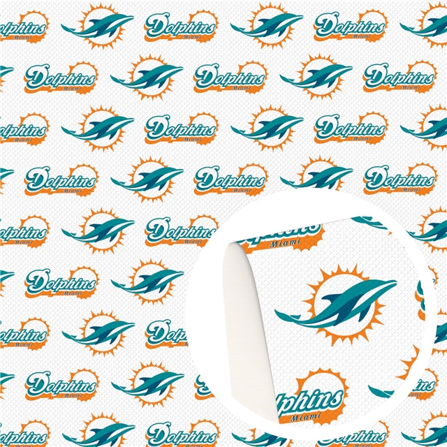 Dolphins Football Printed Fabric FeeFiFauxLeather