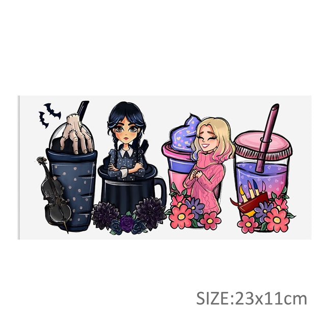 Wednesday UV DTF Cup Wrap – Decorative Wrap Design for Cups & Tumblers FeeFiFauxLeather