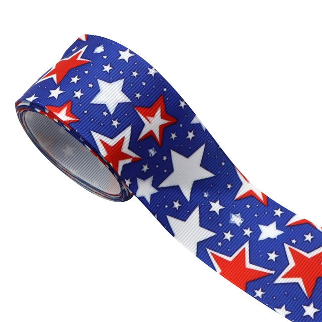 Red, White and Blue 1 Yard Printed Grosgrain Ribbon 1 1/2 inch wide