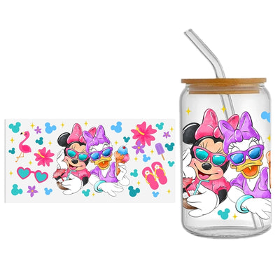 Minnie UV DTF Glass Can Wrap for 16 oz Libbey Glass, Permanent and Ready to Apply, UV dtf Cup Wrap ready to ship, Glass Can Wrap