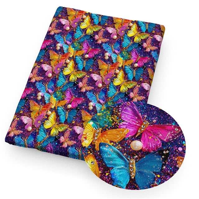 Butterflies Textured Liverpool/ Bullet Fabric FeeFiFauxLeather