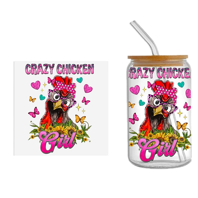 Chicken UV DTF Glass Can Wrap FeeFiFauxLeather