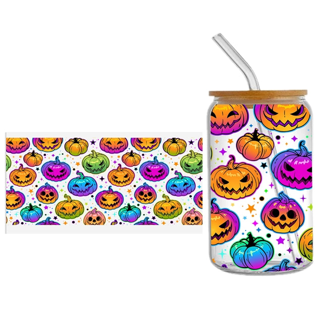 Halloween Pumpkins UV DTF Cup Wrap – Easy Cup Wrap for Tumblers & Projects FeeFiFauxLeather