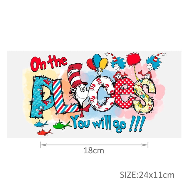 The Cat In The Hat Dr Seuss UV DTF Glass Can Wrap FeeFiFauxLeather