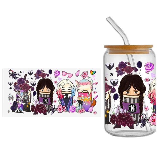 Wednesday UV DTF Cup Wrap – Decorative Wrap Design for Cups & Tumblers FeeFiFauxLeather