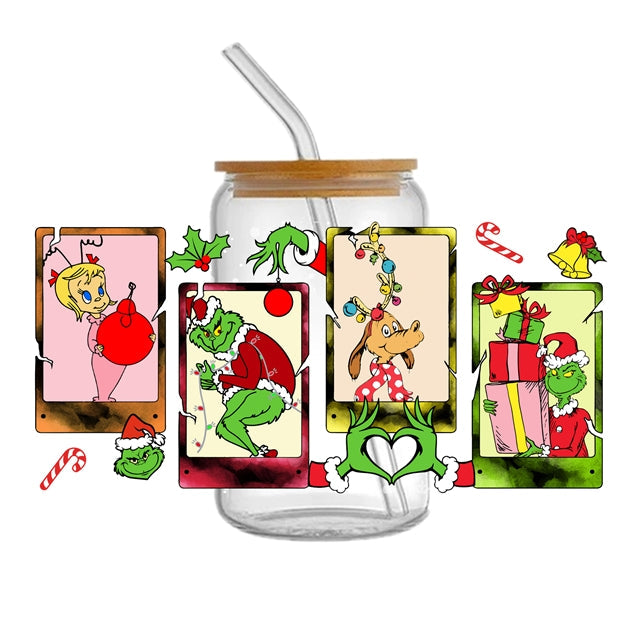 The Grinch Christmas UV DTF Glass Can Wrap FeeFiFauxLeather
