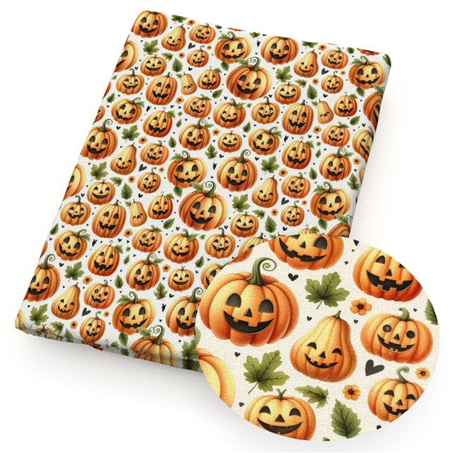 Pumpkin Fall Printed Liverpool/Bullet Fabric FeeFiFauxLeather