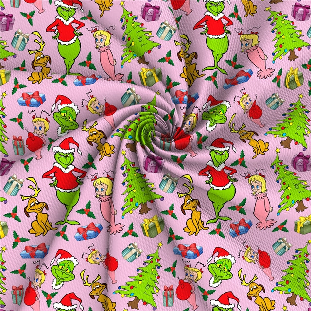 The Grinch Christmas Printed Fabric FeeFiFauxLeather