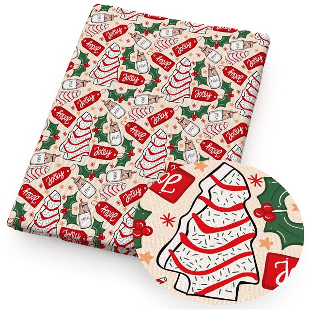 Christmas Tree Snacks Printed Smooth Faux Leather Sheet FeeFiFauxLeather