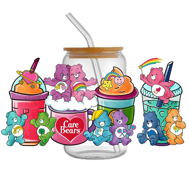 Care Bears UV DTF Glass Can Wrap FeeFiFauxLeather