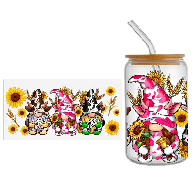Bee Gnome UV DTF Glass Can Wrap FeeFiFauxLeather