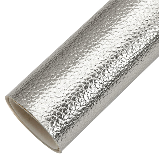 Metallic Solid Pebbled Litchi Faux Leather Sheet FeeFiFauxLeather