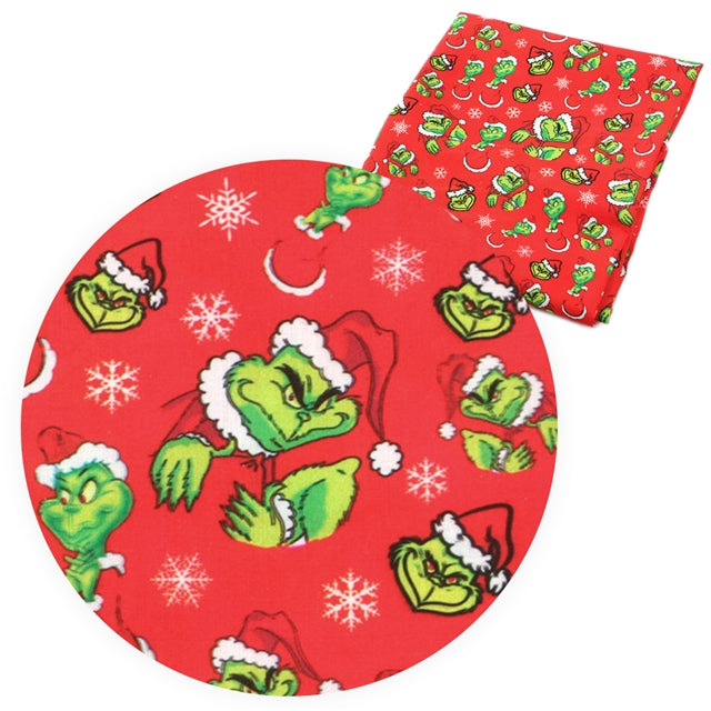 The Grinch Christmas Printed Fabric FeeFiFauxLeather