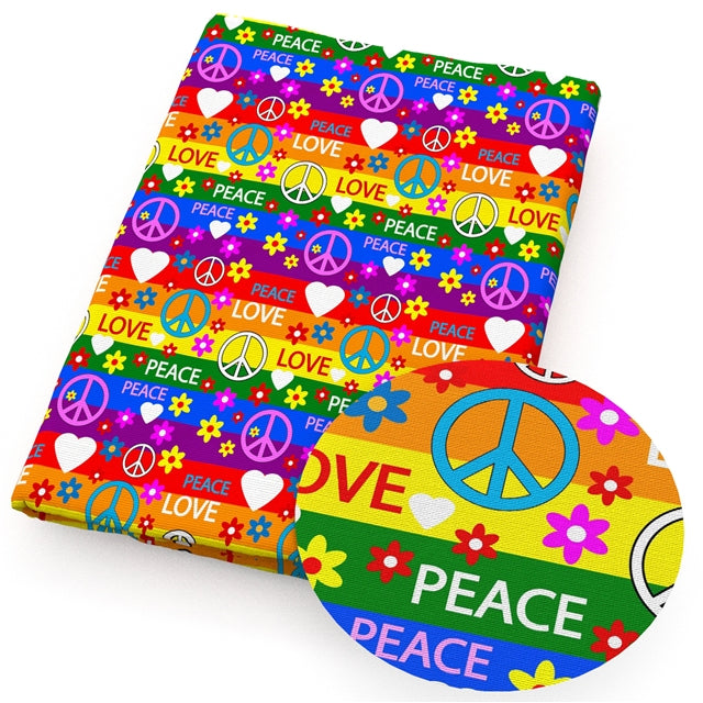 Peace and Love Printed Fabric FeeFiFauxLeather