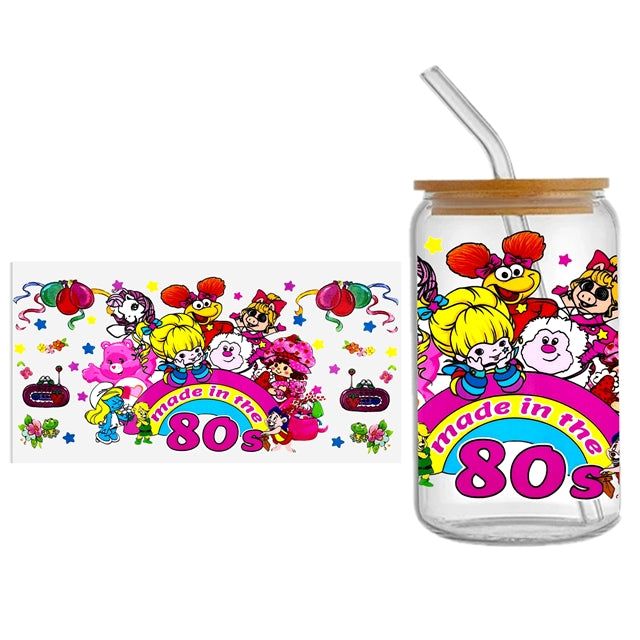 Rainbow Brite, Strawberry Shortcake UV DTF Glass Can Wrap FeeFiFauxLeather
