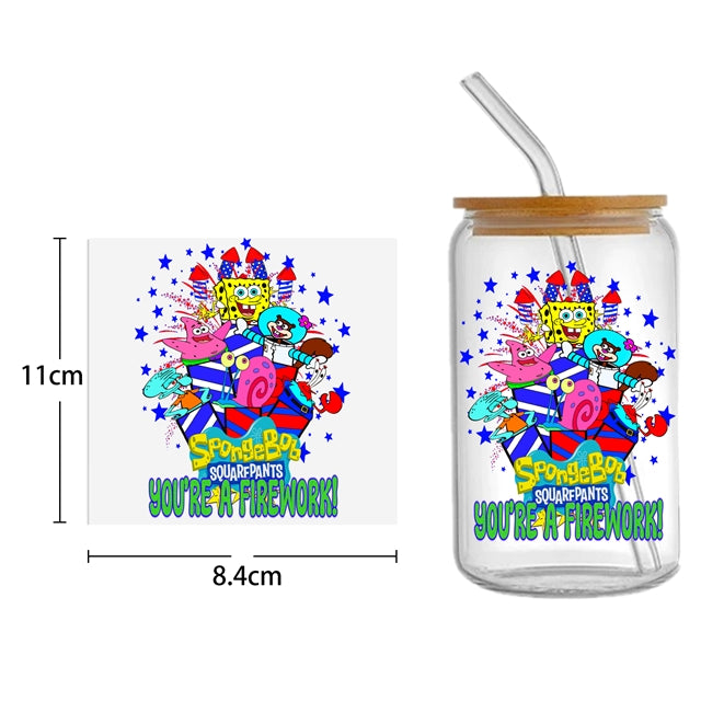 Spongebob UV DTF Glass Can Wrap FeeFiFauxLeather