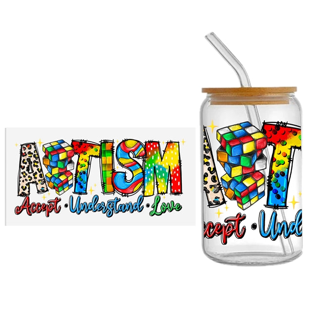 Autism UV DTF Cup Wrap – Easy Cup Wrap for Tumblers & Projects FeeFiFauxLeather
