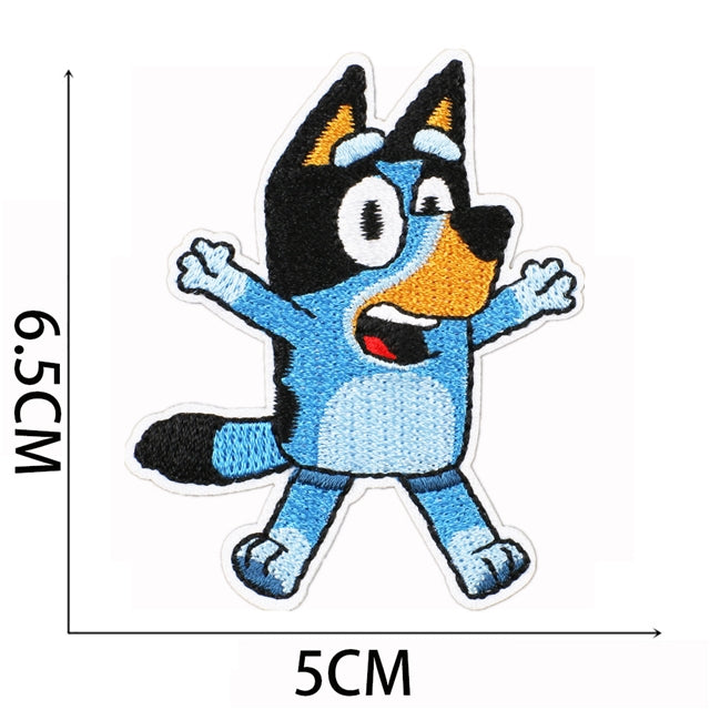 Blue Dog Embroidery Patch FeeFiFauxLeather