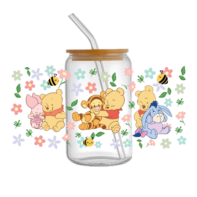 Pooh Bear UV DTF Cup Wrap – Cartoon Bear Cup Wrap Design for Tumblers & Cups FeeFiFauxLeather