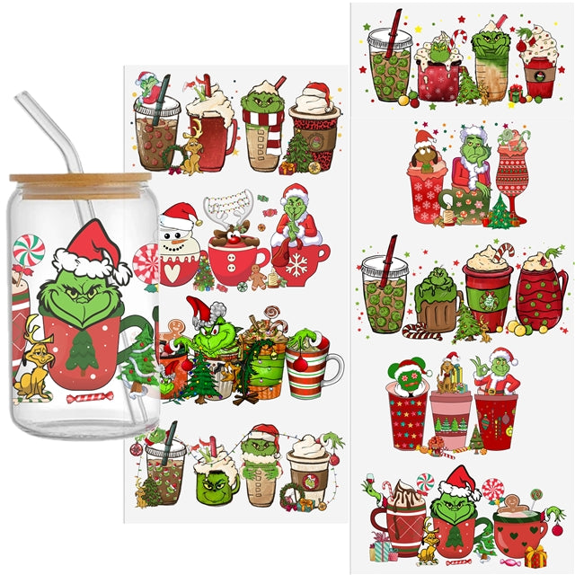 The Grinch Christmas UV DTF Cup Wrap – Christmas Cartoon Wrap for DIY Drinkware Projects FeeFiFauxLeather