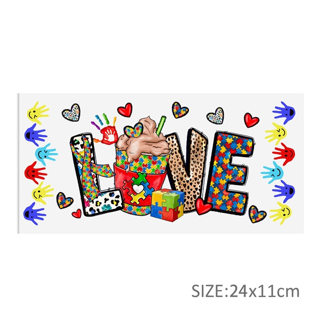 Autism UV DTF Cup Wrap – Easy Cup Wrap for Tumblers & Projects FeeFiFauxLeather