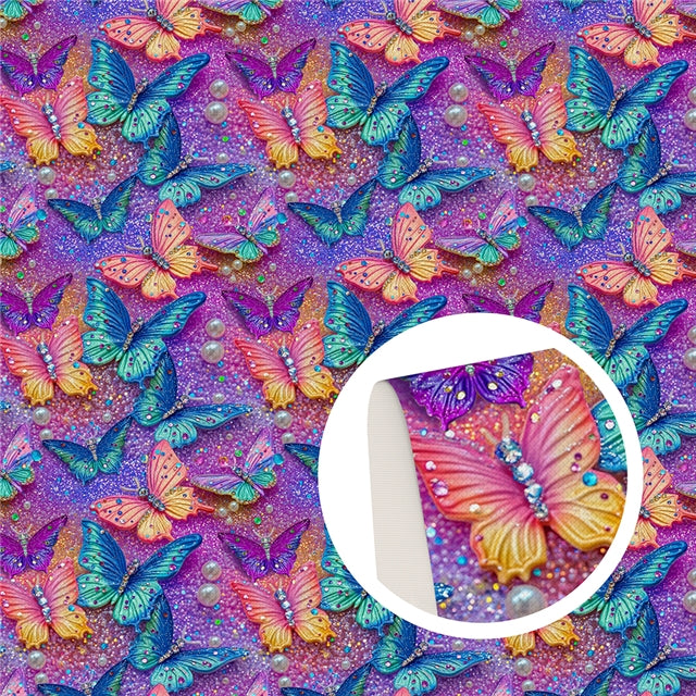 Butterflies Smooth Faux Leather Sheet FeeFiFauxLeather