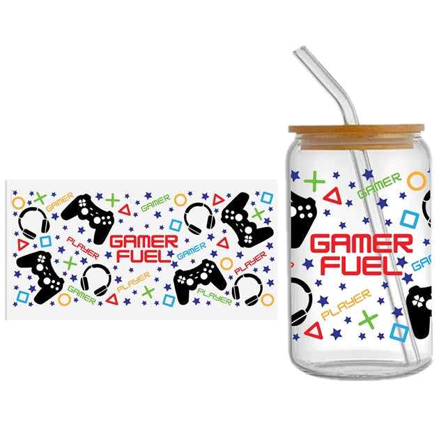 Gaming UV DTF Glass Can Wrap FeeFiFauxLeather