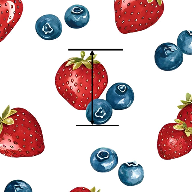 Strawberries and Blueberries Fruit Smooth Faux Leather Sheet FeeFiFauxLeather