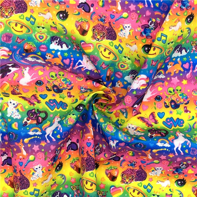 Rainbow Lisa Printed Fabric FeeFiFauxLeather