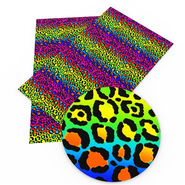 Rainbow Lisa Leopard Textured Liverpool/ Bullet Fabric with a textured feel FeeFiFauxLeather