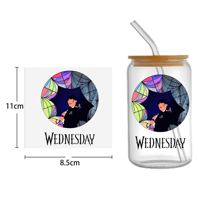 Wednesday UV DTF Cup Wrap – Decorative Wrap Design for Cups & Tumblers FeeFiFauxLeather