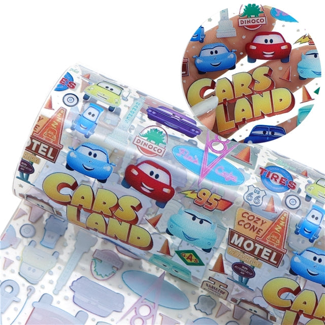 Cars Printed See Through,Clear, Transparent Roll 11.8 x 55 Inches FeeFiFauxLeather