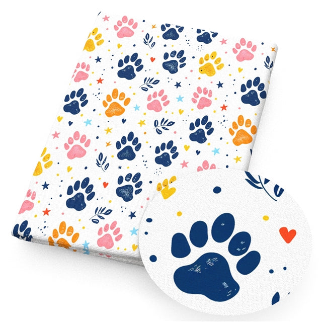 Paw Print Dog Textured Liverpool/ Bullet Fabric FeeFiFauxLeather