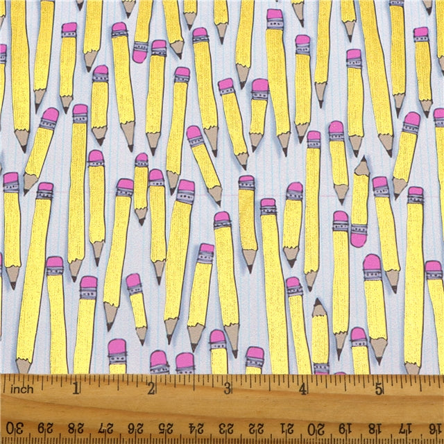 Back To School Gold Foil Printed Faux Leather Sheet FeeFiFauxLeather