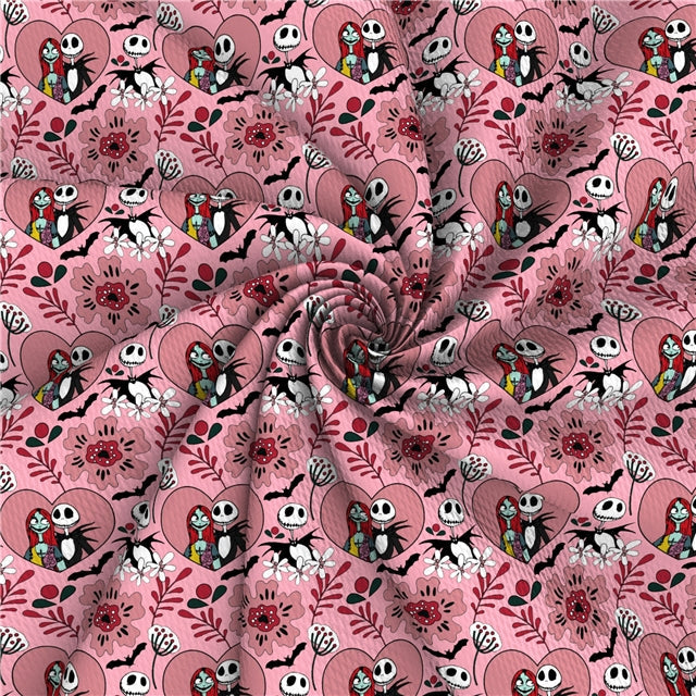 Nightmare Before Christmas Halloween Printed Textured Liverpool/ Bullet Fabric FeeFiFauxLeather