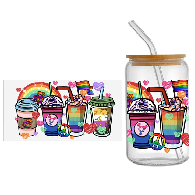 Rainbow Peace UV DTF Cup Wrap – Easy Cup Wrap for Tumblers & Projects FeeFiFauxLeather