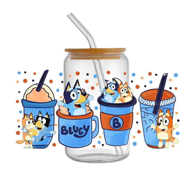 Blue Dog UV DTF Glass Can Wrap FeeFiFauxLeather