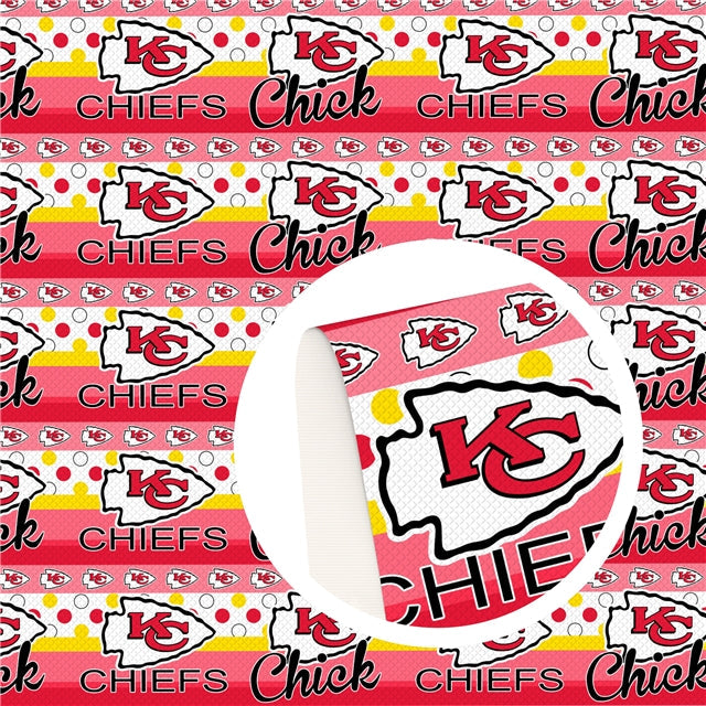 Chiefs Football Printed Fabric FeeFiFauxLeather